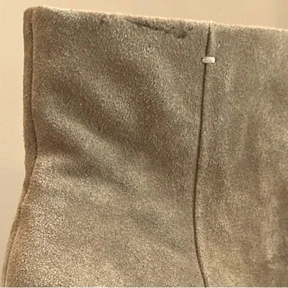 Madewell Women's Suede Ankle Boots, Side Zip, Stacked Heel, Neutral Tan Size 12 - Picture 14 of 16